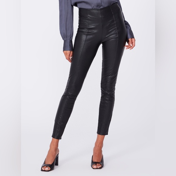 PAIGE Pants - PAIGE Kiana Black Vegan Leather Leggings Zip Closure Small